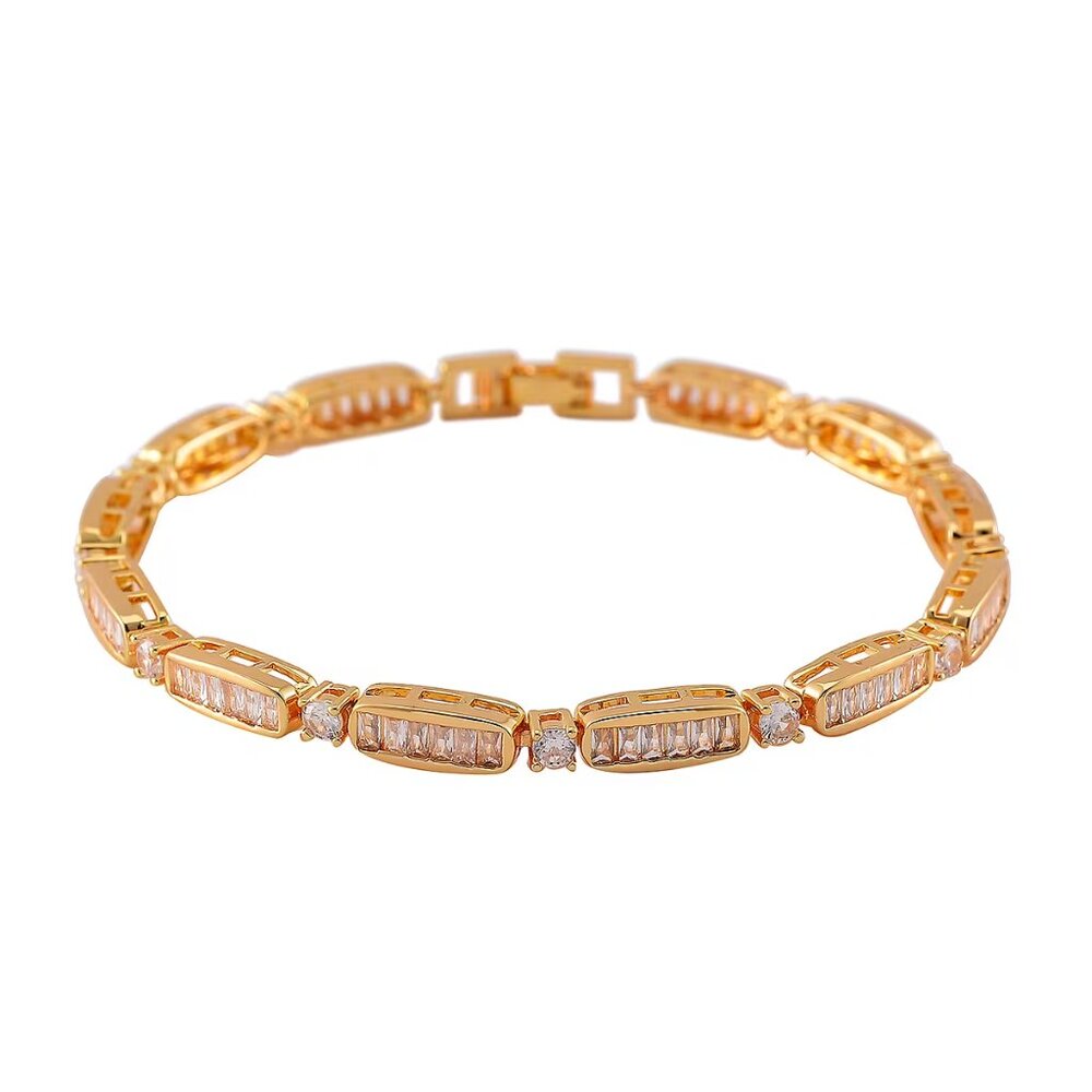 Simulated‎ Diamond Bracelet in Goldtone (7.75 In)